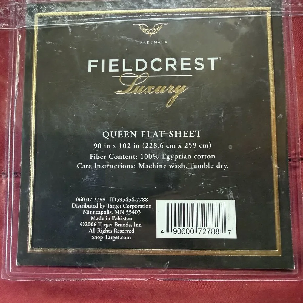 NEW Fieldcrest Luxury Queen Flat Sheet 400 TC Egyptian 100% Cotton Maroon